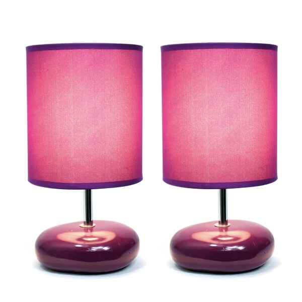 Stonies Small Stone Look Table Bedside Lamp, Purple, PK 2